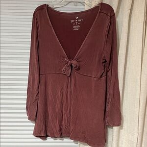 American Eagle Outfitters Maroon Long Sleeve Top